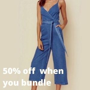 SAGE the Label Cropped Denim Jumpsuit